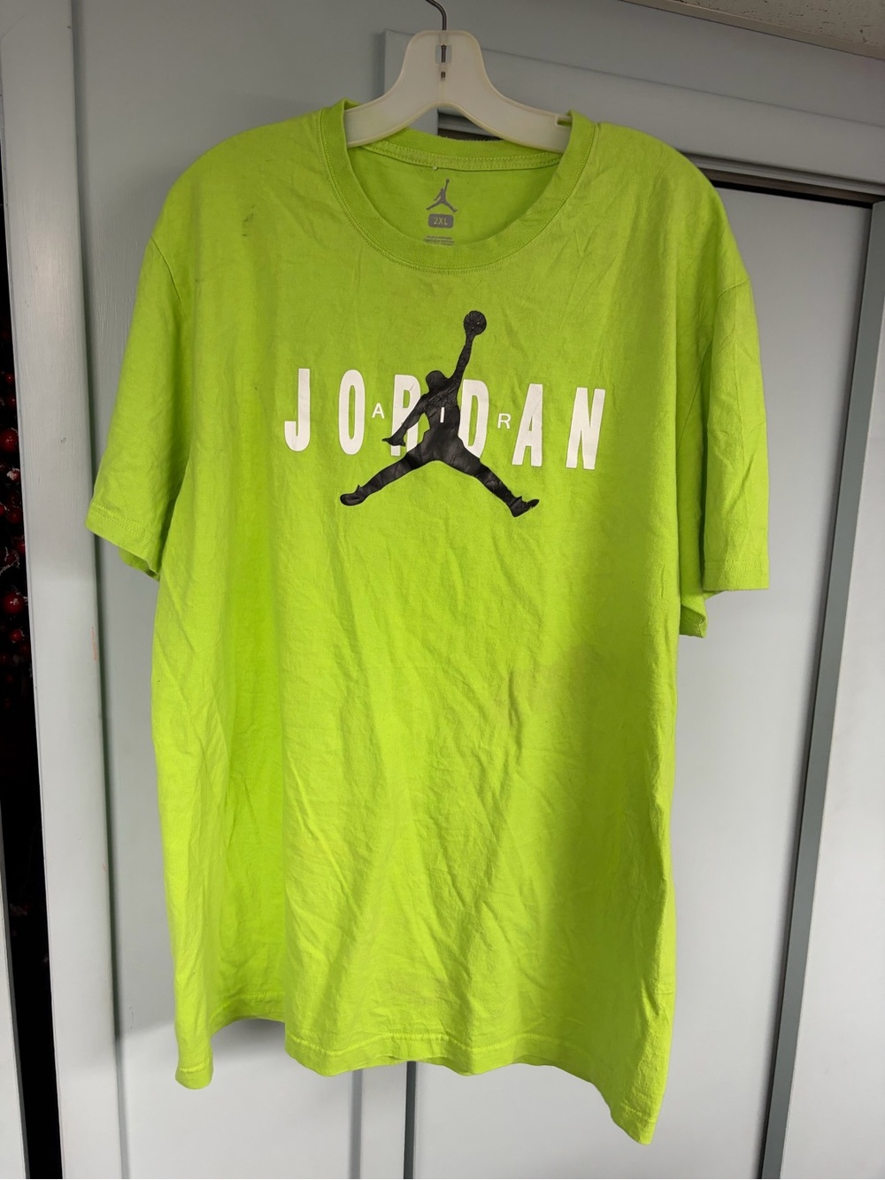 Air Jordan neon green graphic logo athletic nike shirt size 2XL